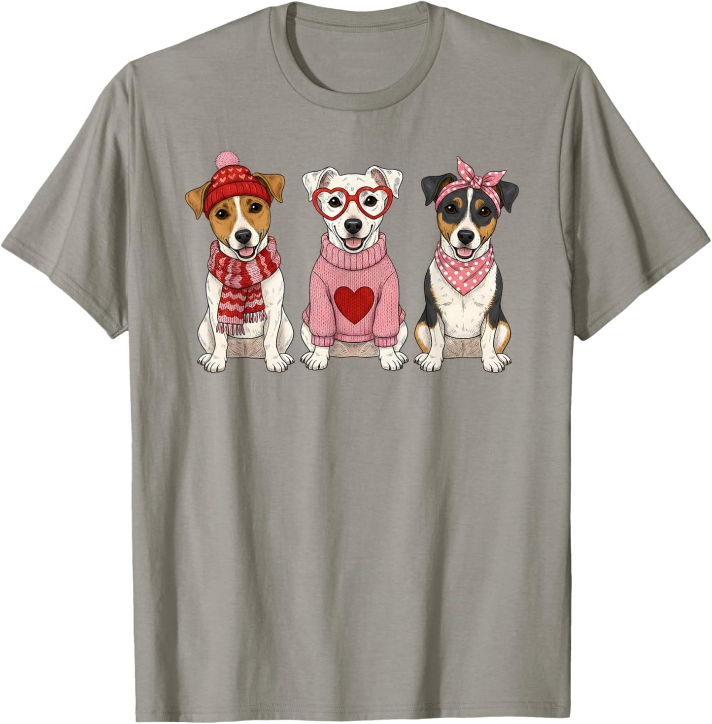 Cute Jack Russell Terrier Valentine Dog T-Shirt - T-Shirt | Sand