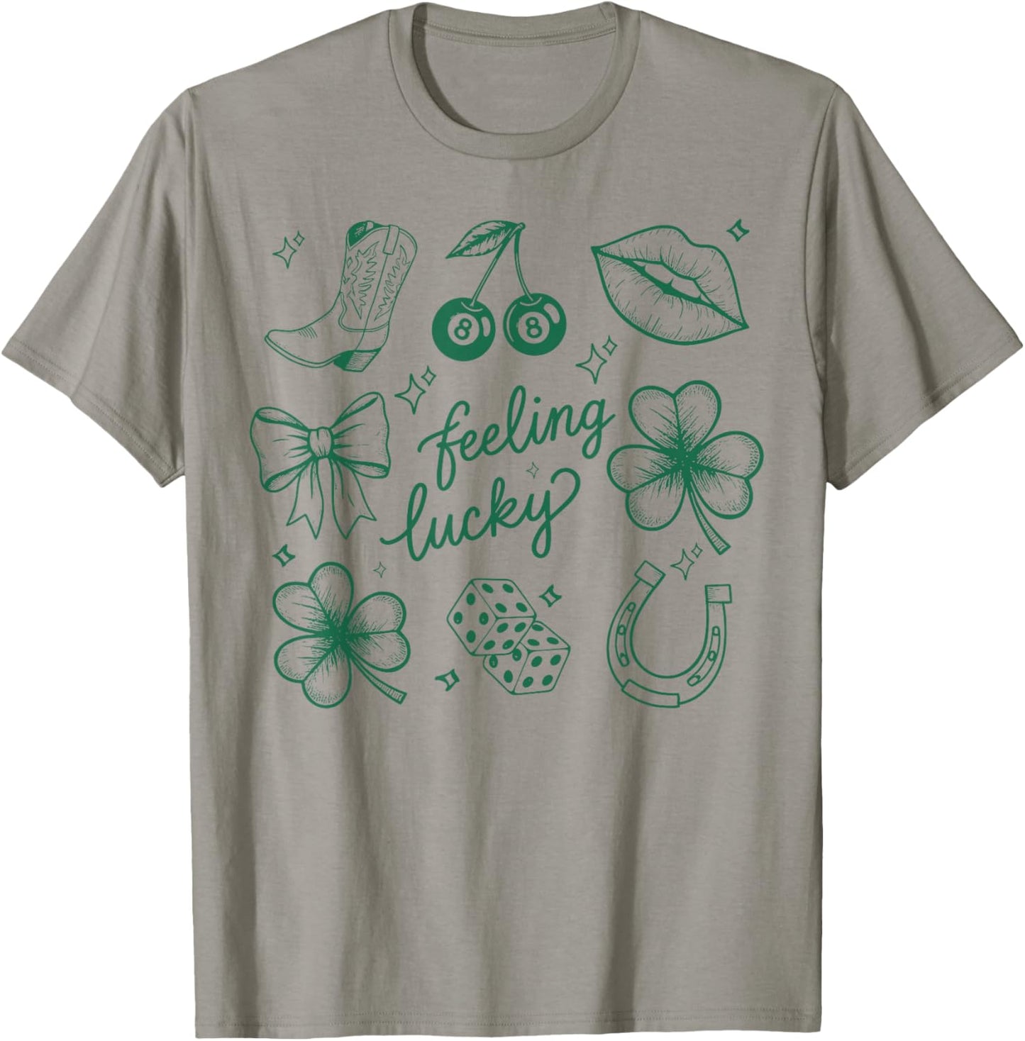 Feeling Lucky Irish Shamrocks Patrick's Day Men Women T-Shirt - T-Shirt | Sand