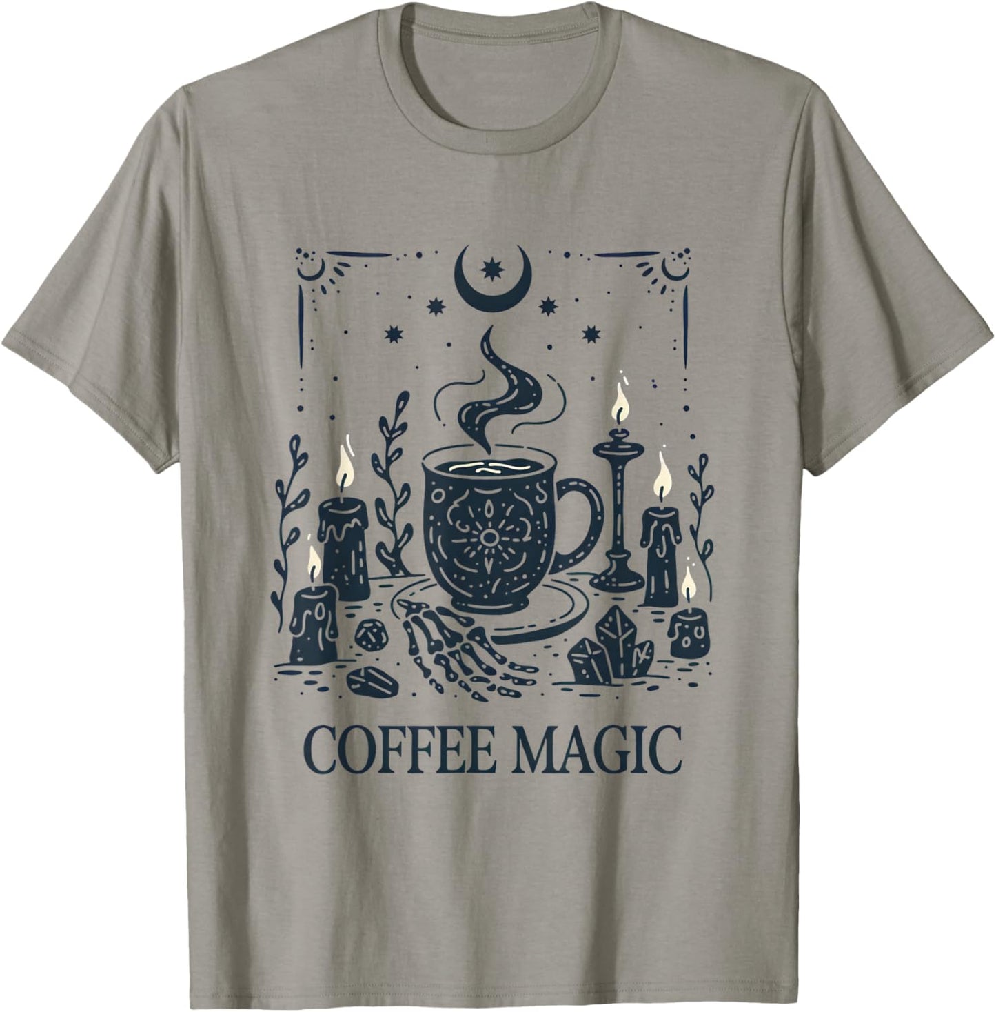 The Coffee Tarot Cards Skeleton Coffee Lover Caffeine Addict T-Shirt - T-Shirt | Sand