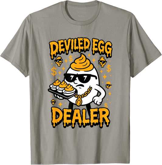 Funny Deviled Egg Dealer Food Humor Thanksgiving T-Shirt - T-Shirt | Sand