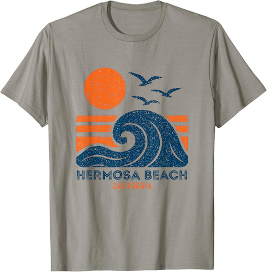 Hermosa Beach California Retro Vintage Souvenir Gift T-Shirt - T-Shirt | Sand