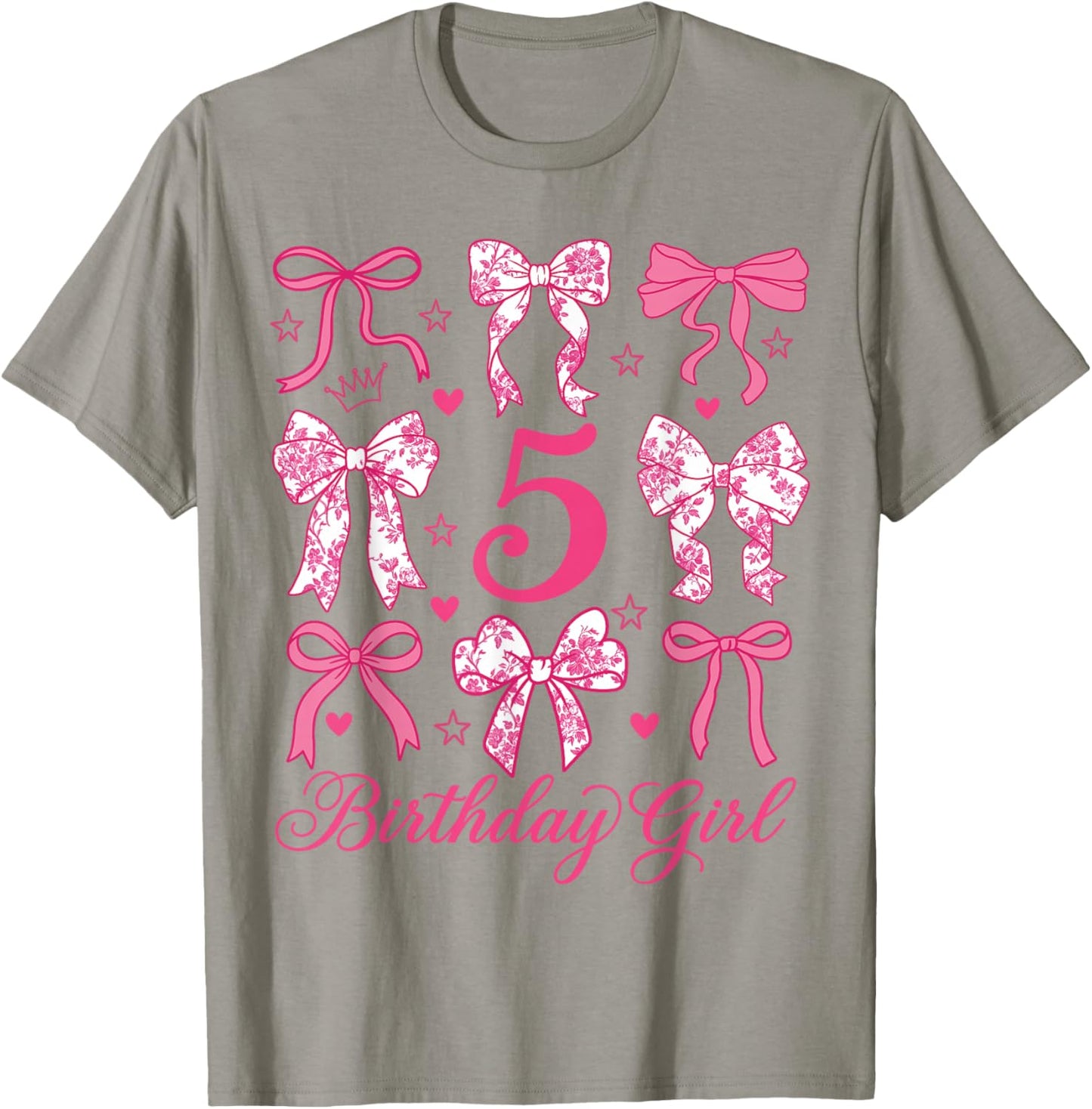 Cute It's My 5 Bday Coquette Bow 5th Birthday Girls T-Shirt - T-Shirt | Sand