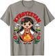 Cute Kyrgyz Girl in Traditional Dress with Tulips for Kids T-Shirt - T-Shirt | Sand