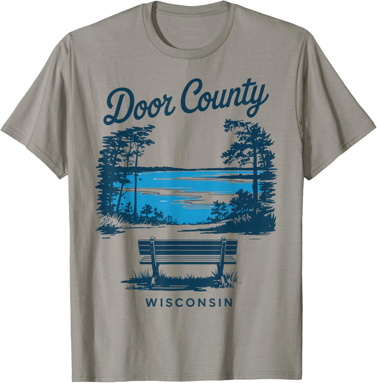 Door County Wisconsin Vintage Travel Scenic View T-Shirt - T-Shirt | Sand