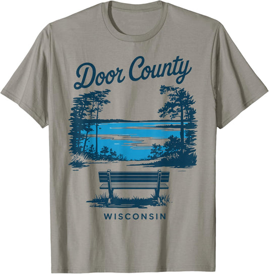 Door County Wisconsin Vintage Travel Scenic View T-Shirt - T-Shirt | Sand
