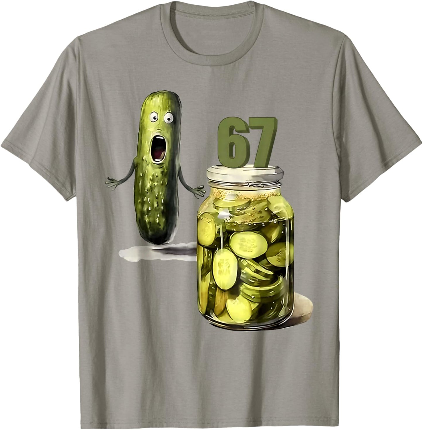 67 Meme Pickle Surprise A Jar of Sliced Pickles Cucumber 67 T-Shirt - T-Shirt | Sand