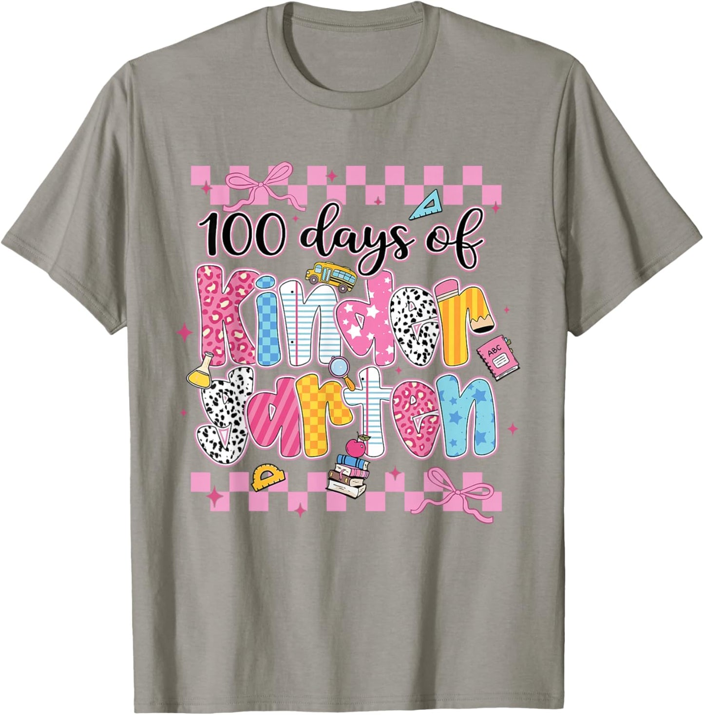 100 Days of Kindergarten Girls 100th Day of School Teachers T-Shirt - T-Shirt | Sand