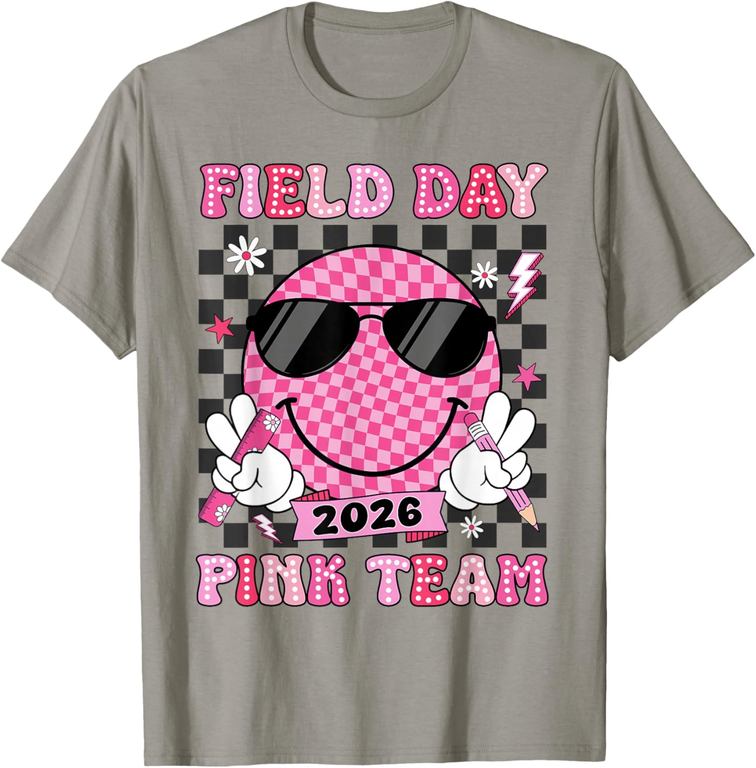 Field Day Pink Team Funny for Teacher Kids Field Day Games T-Shirt - T-Shirt | Sand
