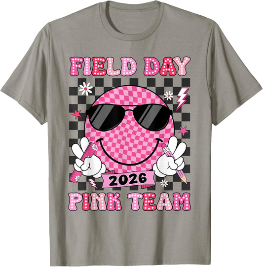 Field Day Pink Team Funny for Teacher Kids Field Day Games T-Shirt - T-Shirt | Sand