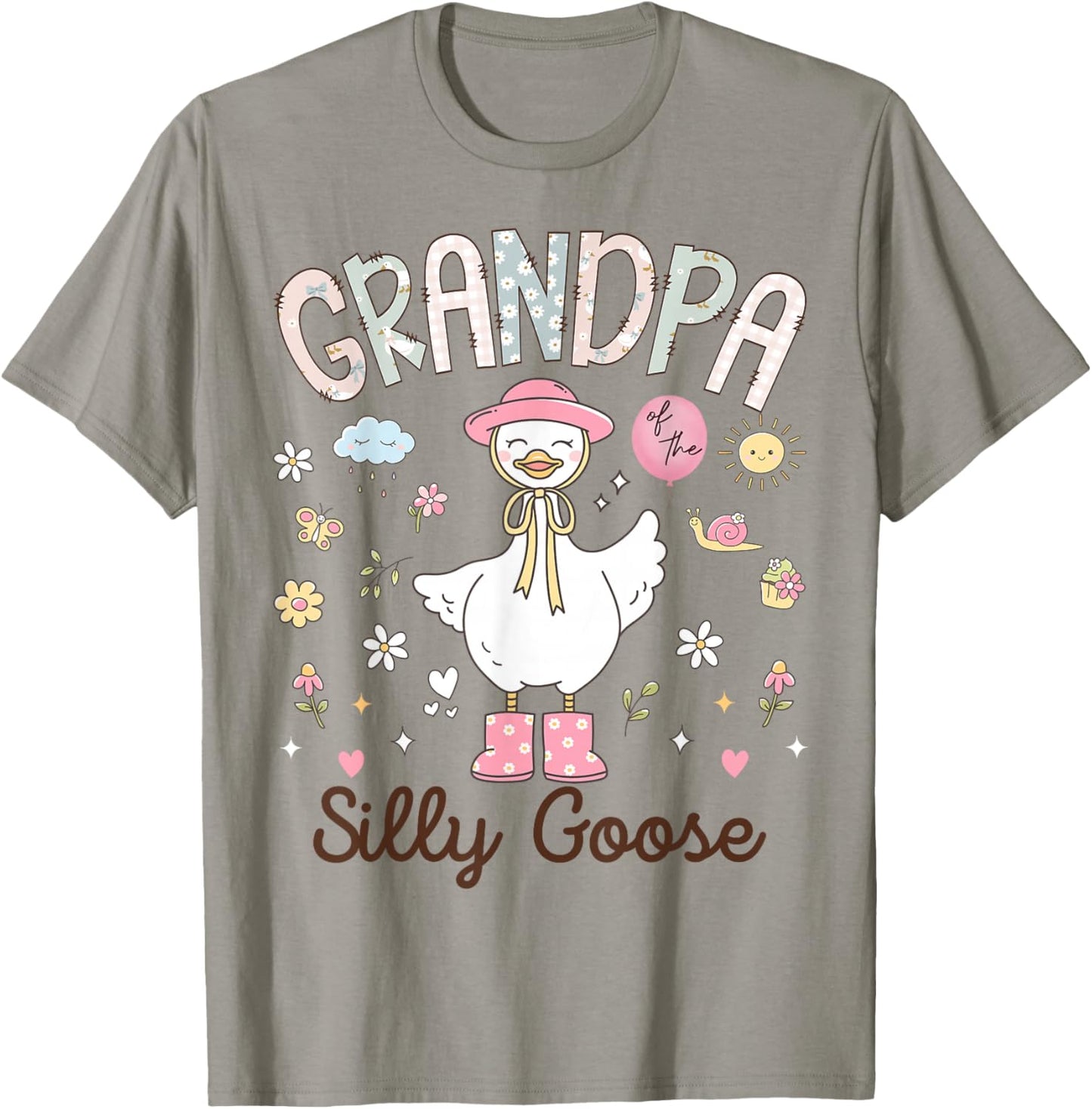Grandpa of The Silly Goose Funny Birthday Girl Party T-Shirt - T-Shirt | Sand