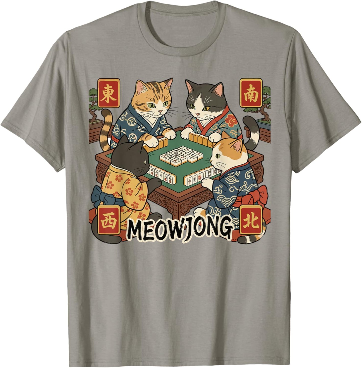 Meowjong Funny Mahjong Love Playing Chinese Game T-Shirt - T-Shirt | Sand