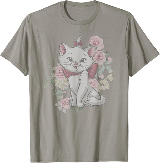 Disney The Aristocats Cute Marie Watercolor Roses Bouquet T-Shirt - T-Shirt | Sand