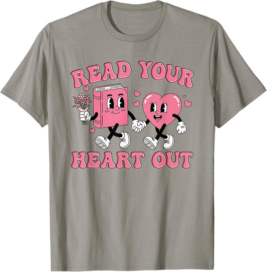 Read You Heart Out Reading Teacher Valentines Day Book Lover T-Shirt - T-Shirt | Sand