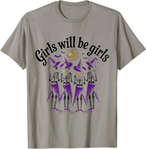 Spooky Season Girls Will Be Girls Witch Vintage Halloween T-Shirt - T-Shirt | Sand