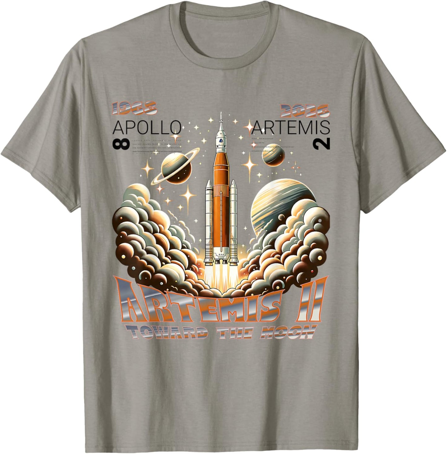 Artemis II Lunar Mission 2026 - Apollo 8 Legacy Comparison T-Shirt - T-Shirt | Sand