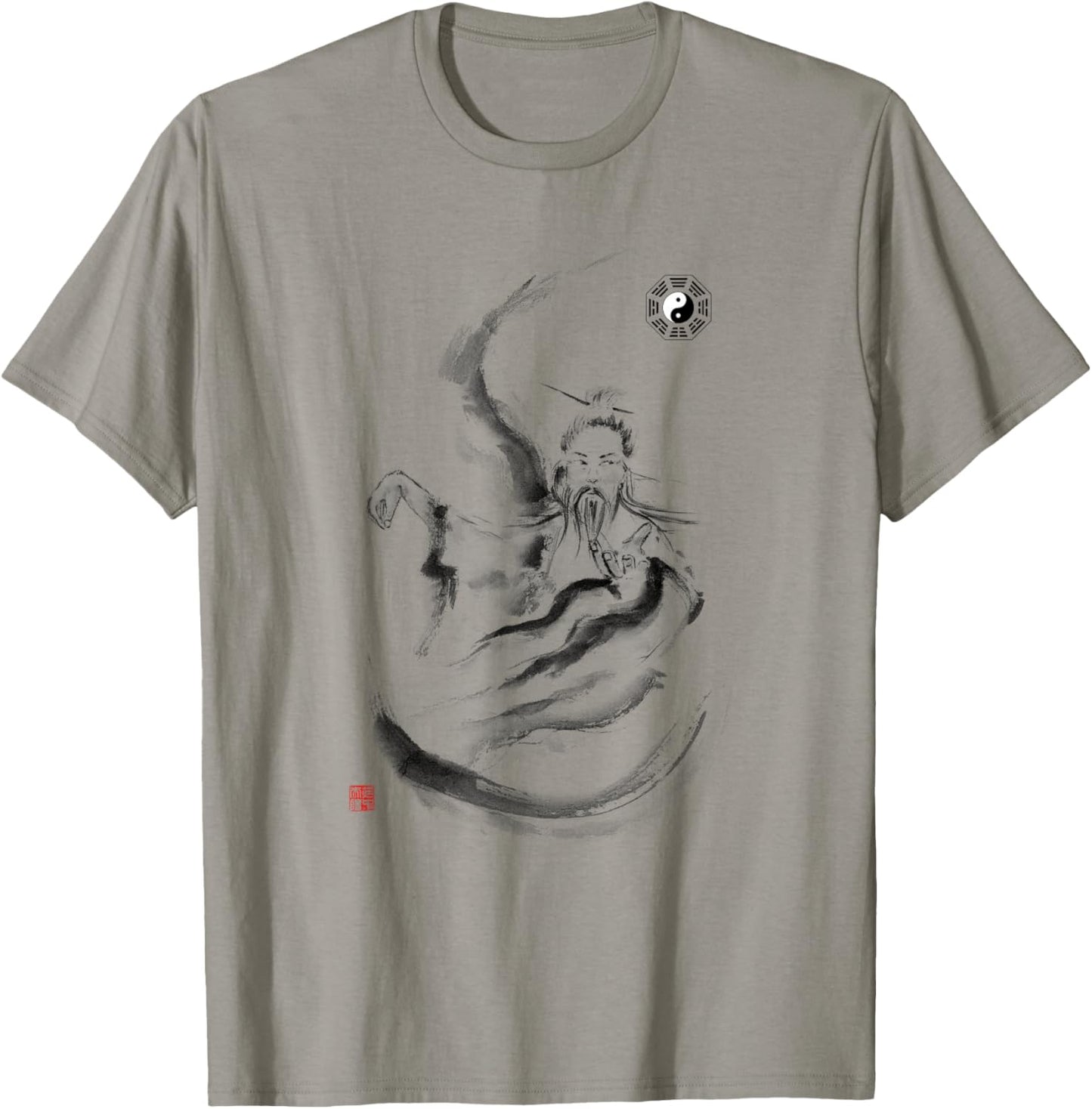 Tai Chi Master and Taoist Bagua Trigrams Symbol Martial Arts T-Shirt - T-Shirt | Sand