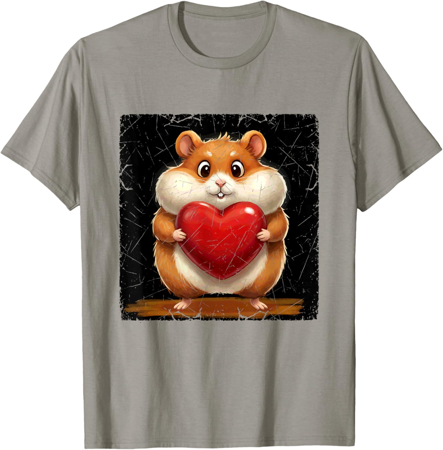 Hamster Chubby Holding a Heart Valentines Day T-Shirt - T-Shirt | Sand