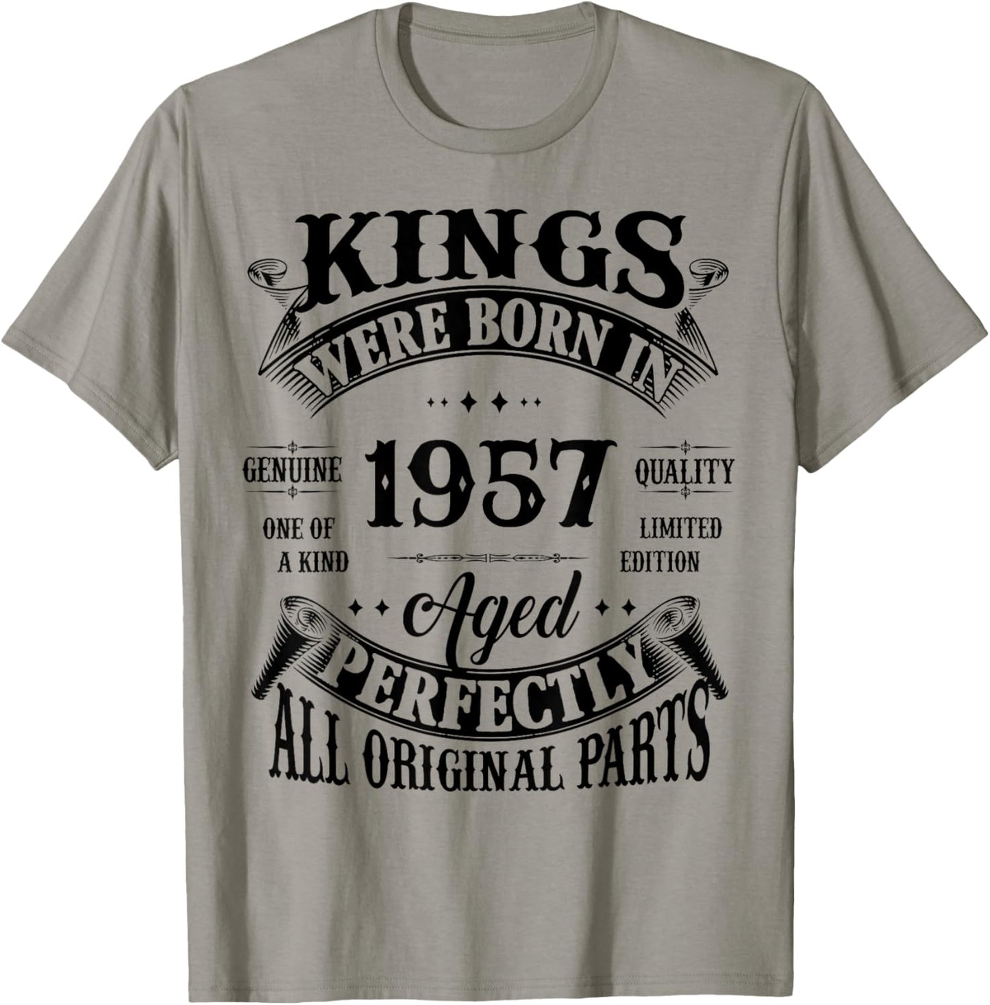 69th Birthday Gift Vintage Kings Born in 1957 69 Years Old T-Shirt - T-Shirt | Sand