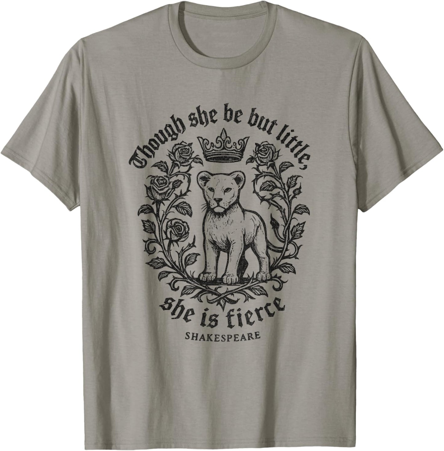 Though She Be But Little Fierce Shakespeare Lion Girls T-Shirt - T-Shirt | Sand