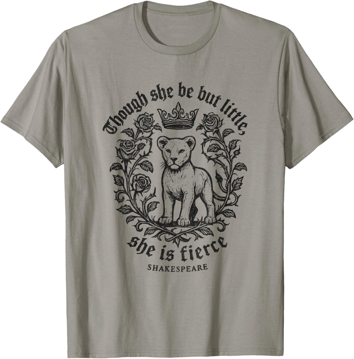 Though She Be But Little Fierce Shakespeare Lion Girls T-Shirt - T-Shirt | Sand