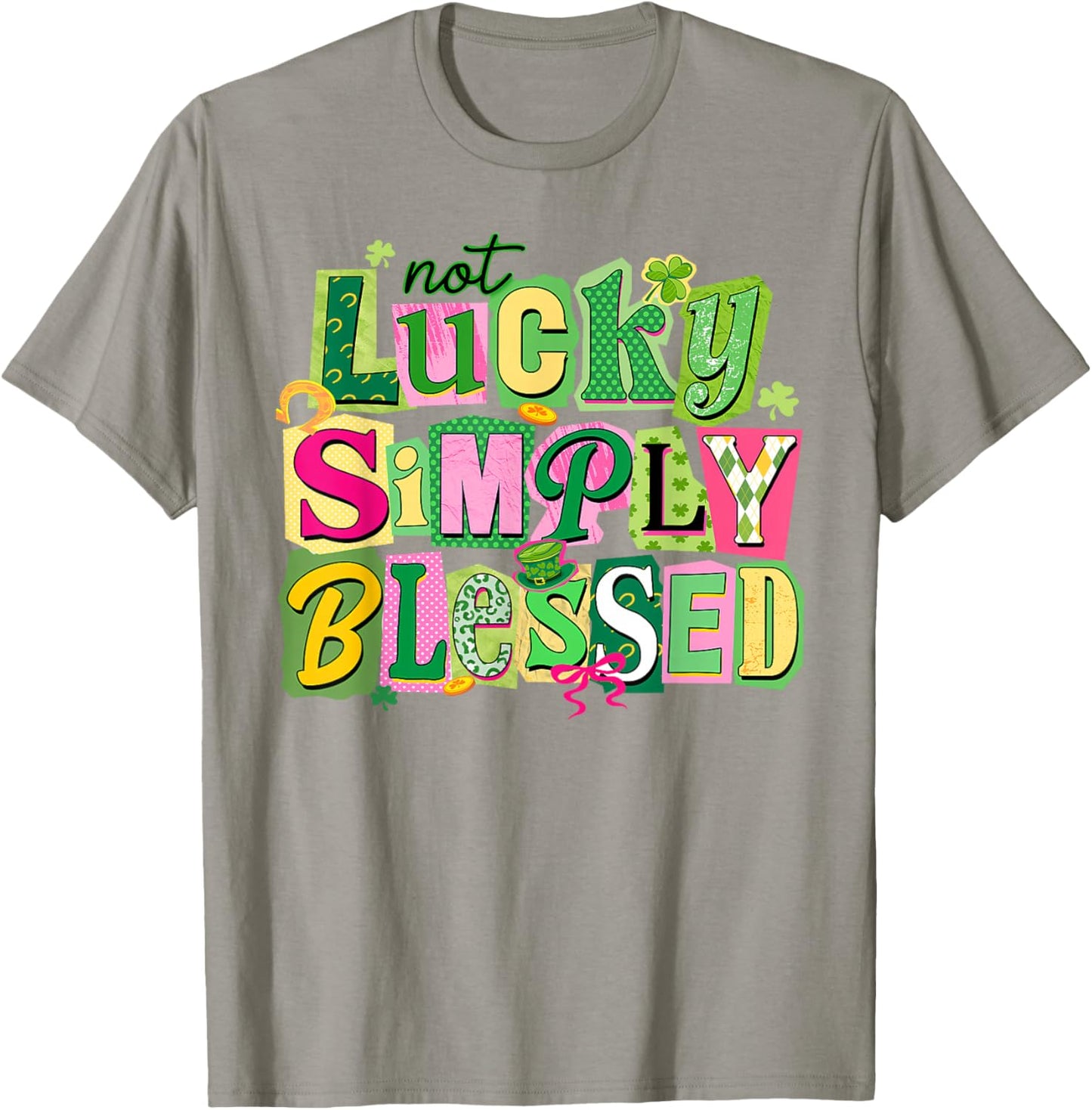 St Patricks Day Shamrock Not Lucky Simply Blessed Christian T-Shirt - T-Shirt | Sand