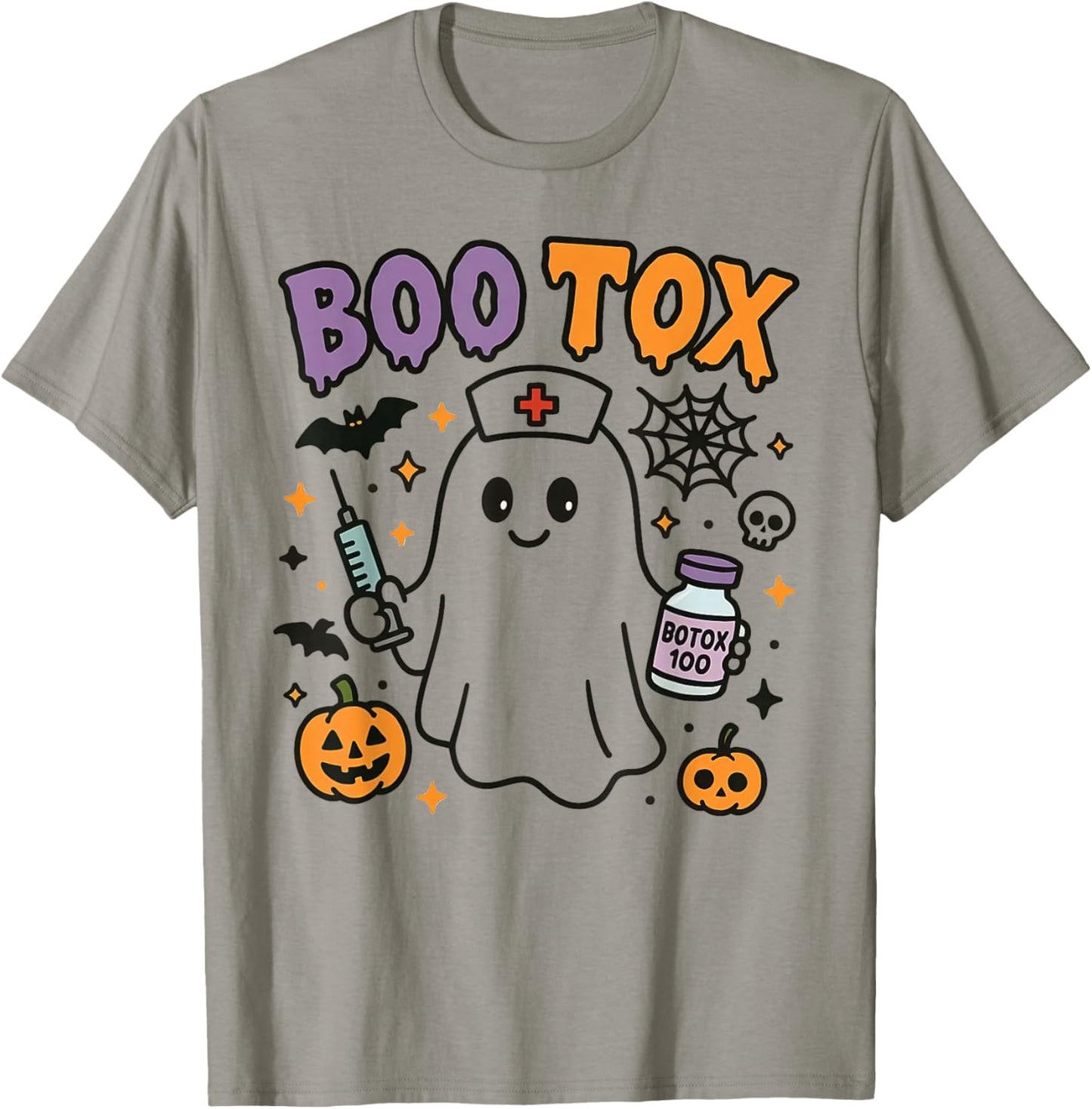 Boo Tox Nurse Ghost Filler Botox Halloween Aesthetic Nurse T-Shirt - T-Shirt | Sand