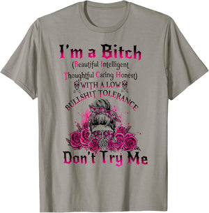 Vintage Gen X Skeleton I’m A Bitch Beautiful Intelligent T-Shirt - T-Shirt | Sand
