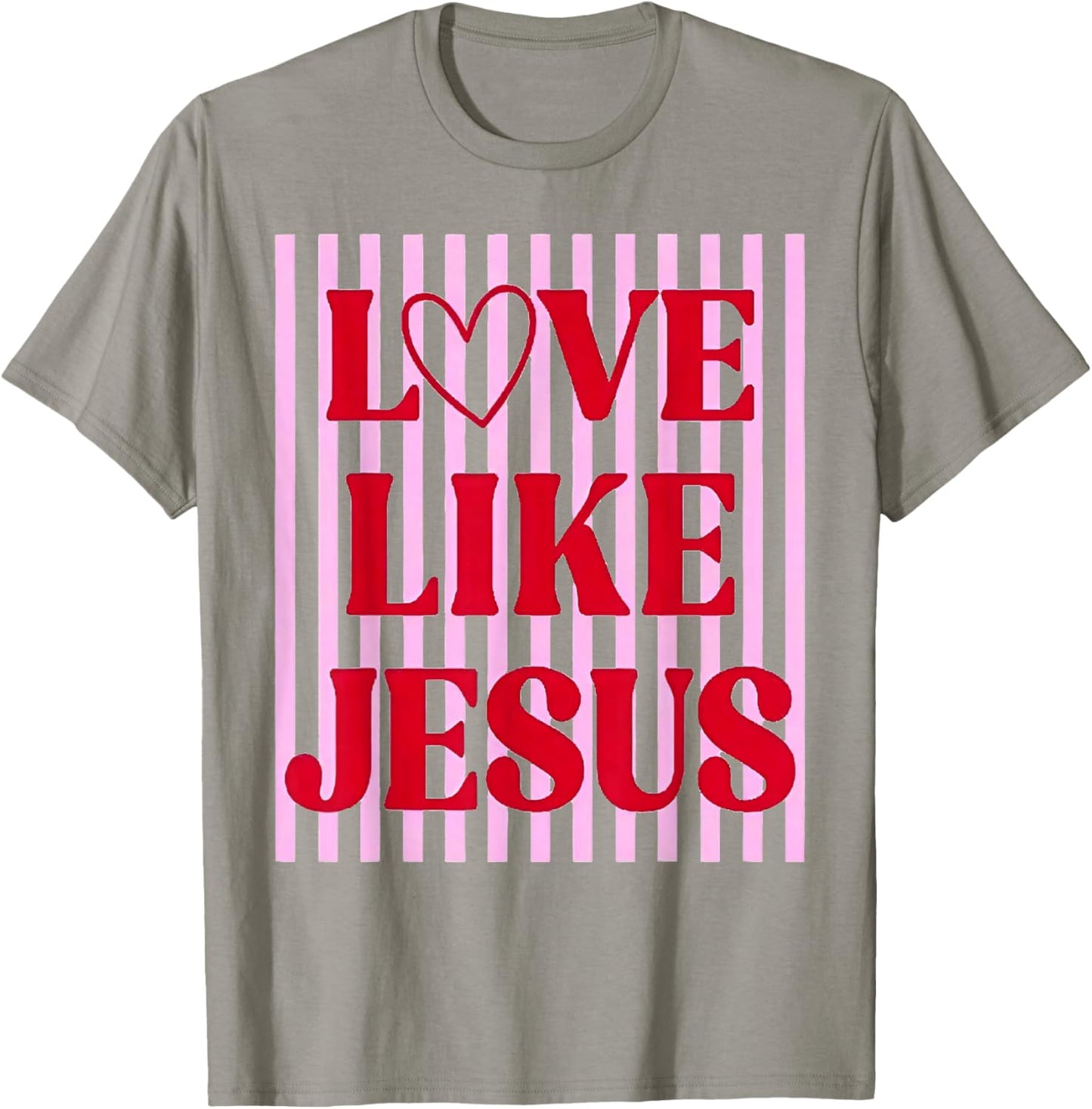 Love Like Jesus Coquette Bow Stripe Women Girl T-Shirt - T-Shirt | Sand