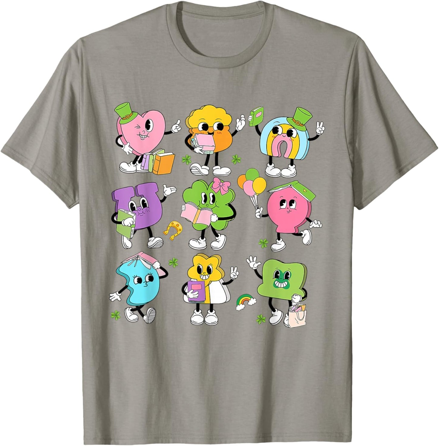 Funny Retro Teaching Lucky Charms Teacher Groovy St Patricks T-Shirt - T-Shirt | Sand