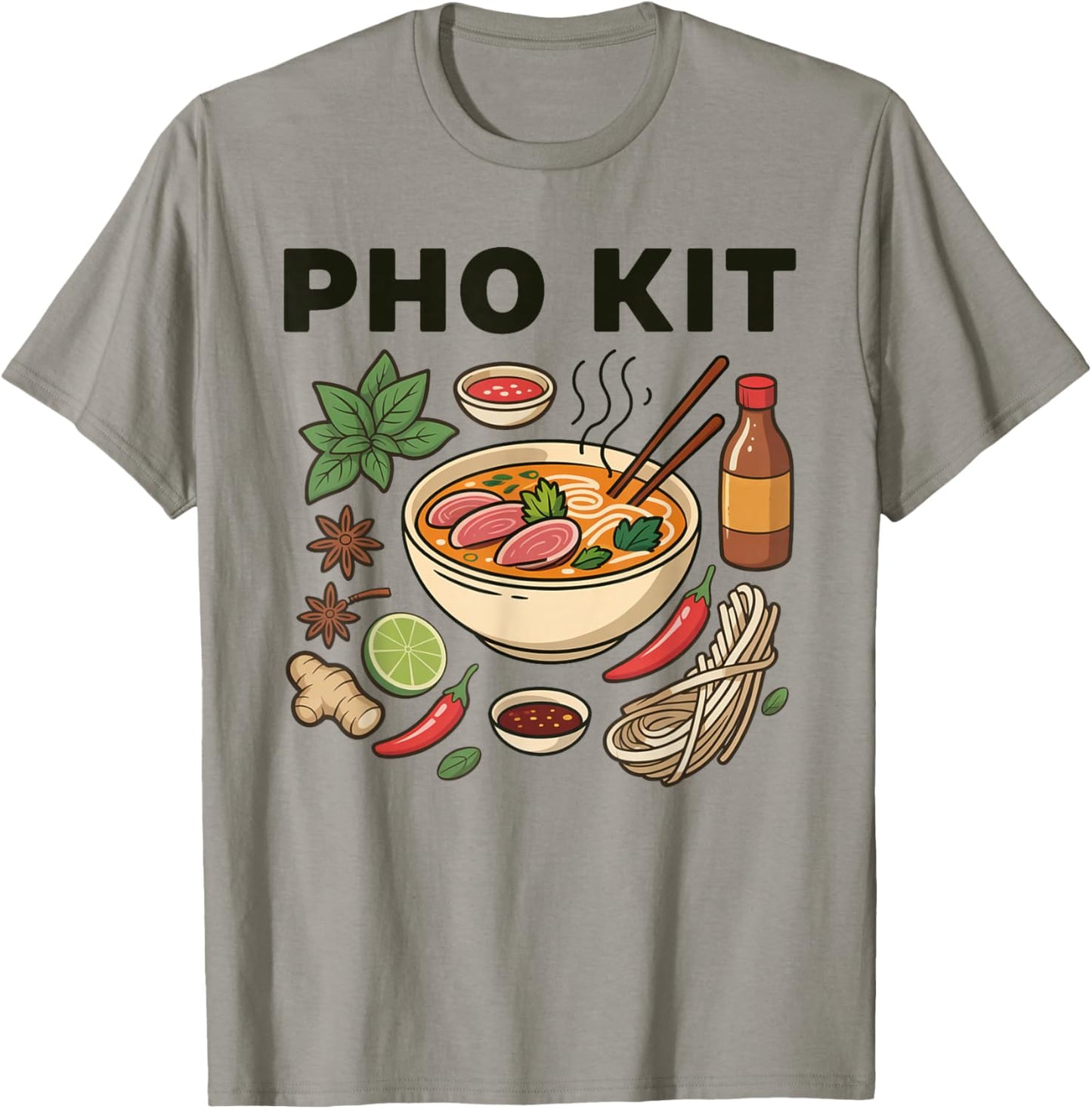 Apparel Pho Kit - Asian Vietnamese Noodle Soup Recipe T-Shirt - T-Shirt | Sand