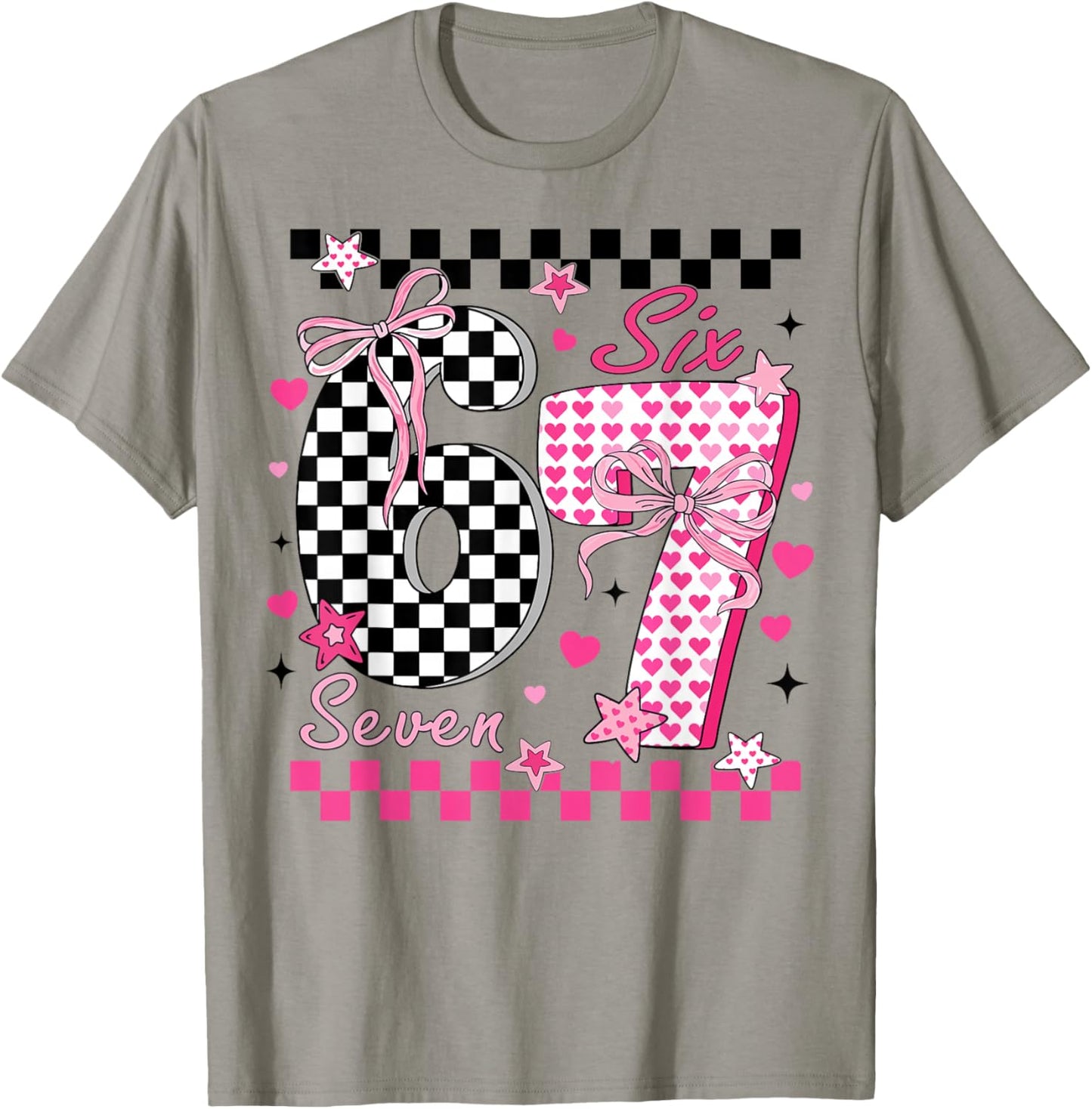 Funny Six Seven Coquette 6 7 Meme Men Women Valentine's Day T-Shirt - T-Shirt | Sand