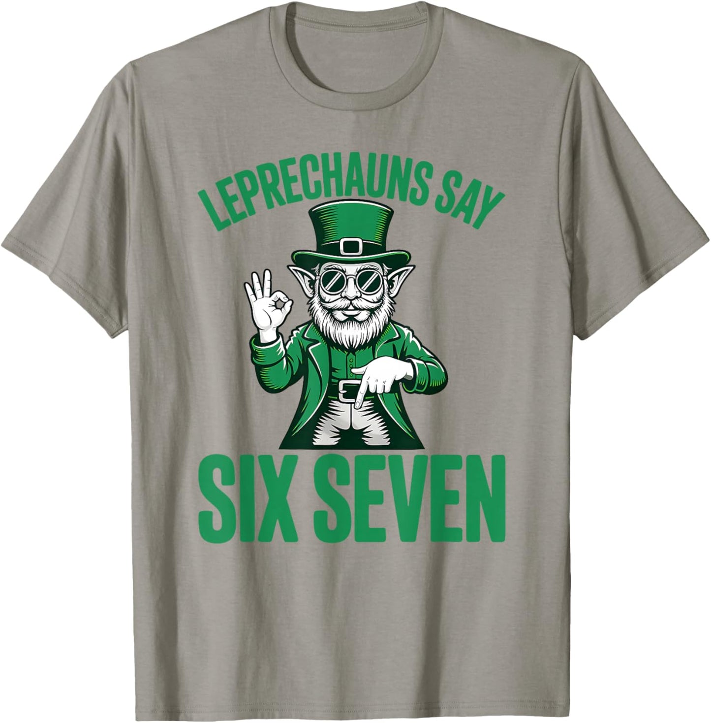 Funny Six Seven 67 Meme Leprechaun St Patricks Day 6 7 Hands T-Shirt - T-Shirt | Sand