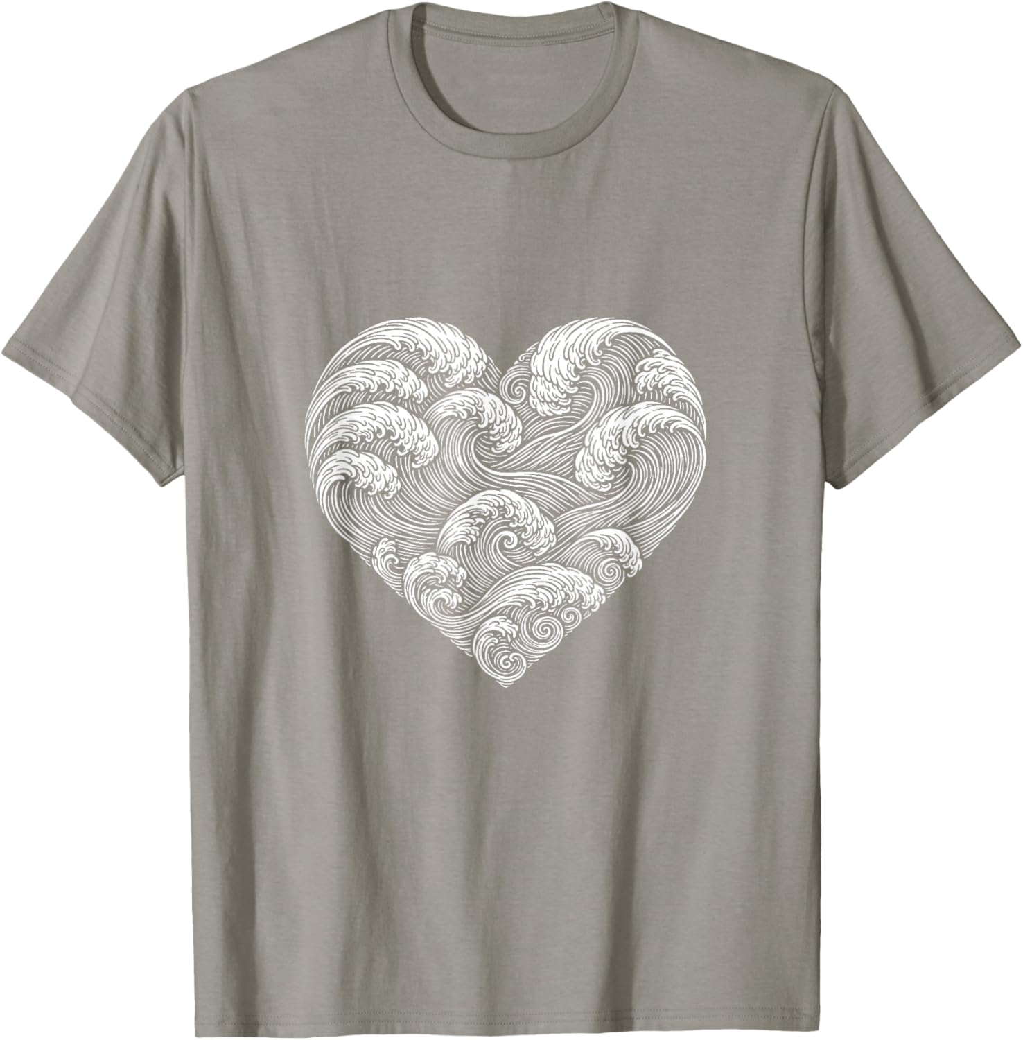 Wave Heart Ocean Vacation Surfer Cute Valentines Days T-Shirt - T-Shirt | Sand