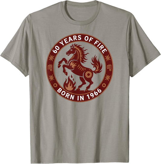 Chinese Zodiac 2026 Year of The Fire Horse 60 Years of Fire T-Shirt - T-Shirt | Sand