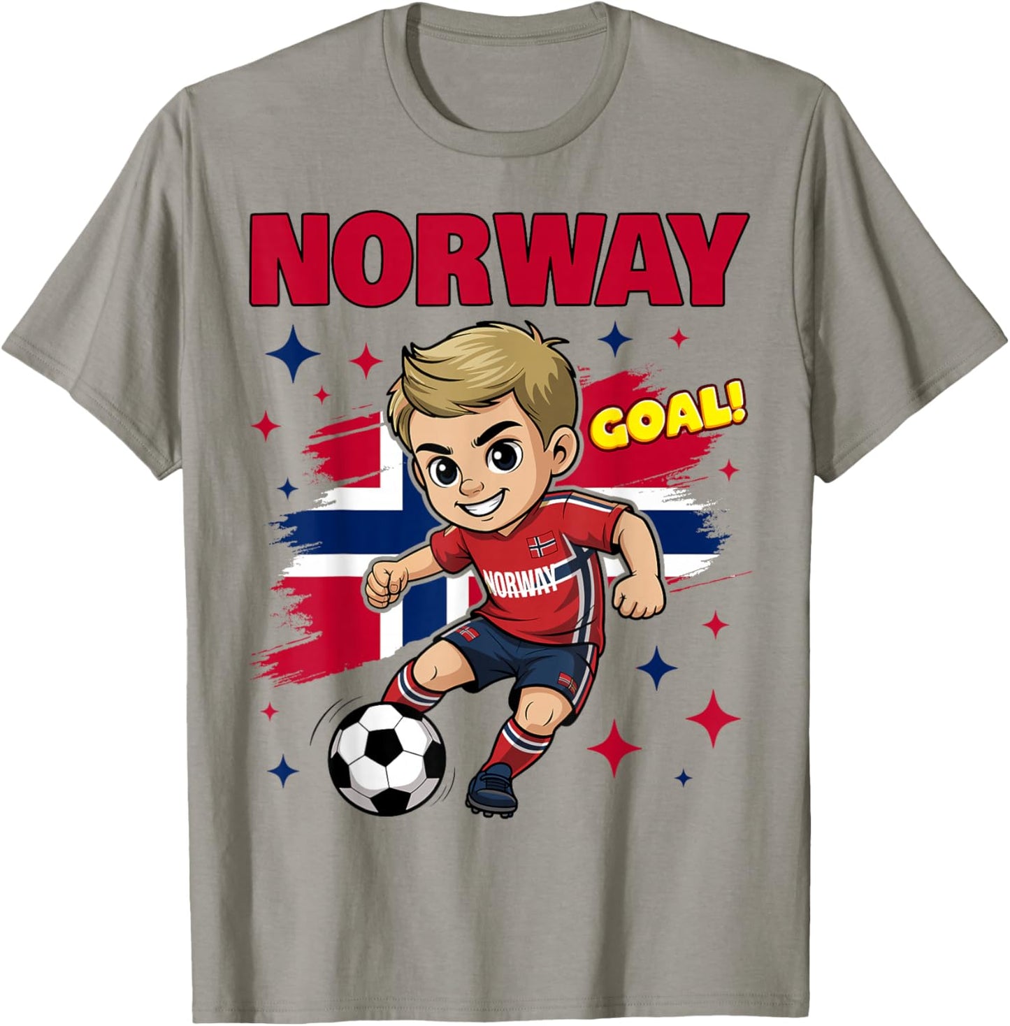 Norway Kid Goal Cartoon Norway Flag for Kids T-Shirt - T-Shirt | Sand