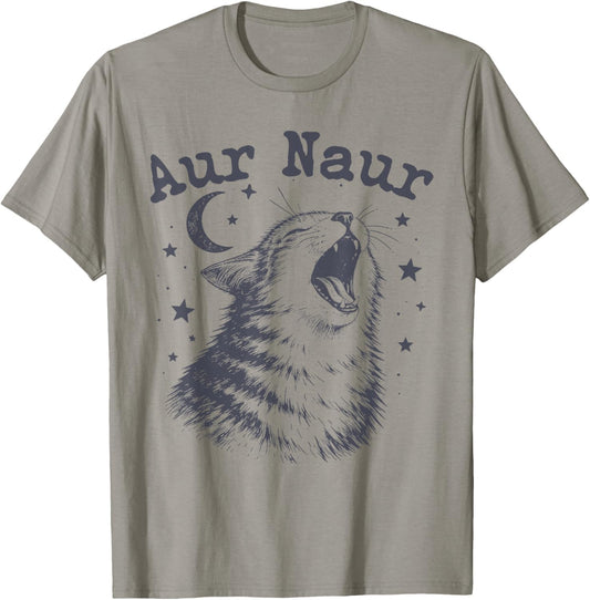 AUR Naur Funny Cat Meme Oh No Australian Accent Sarcastic T-Shirt - T-Shirt | Sand