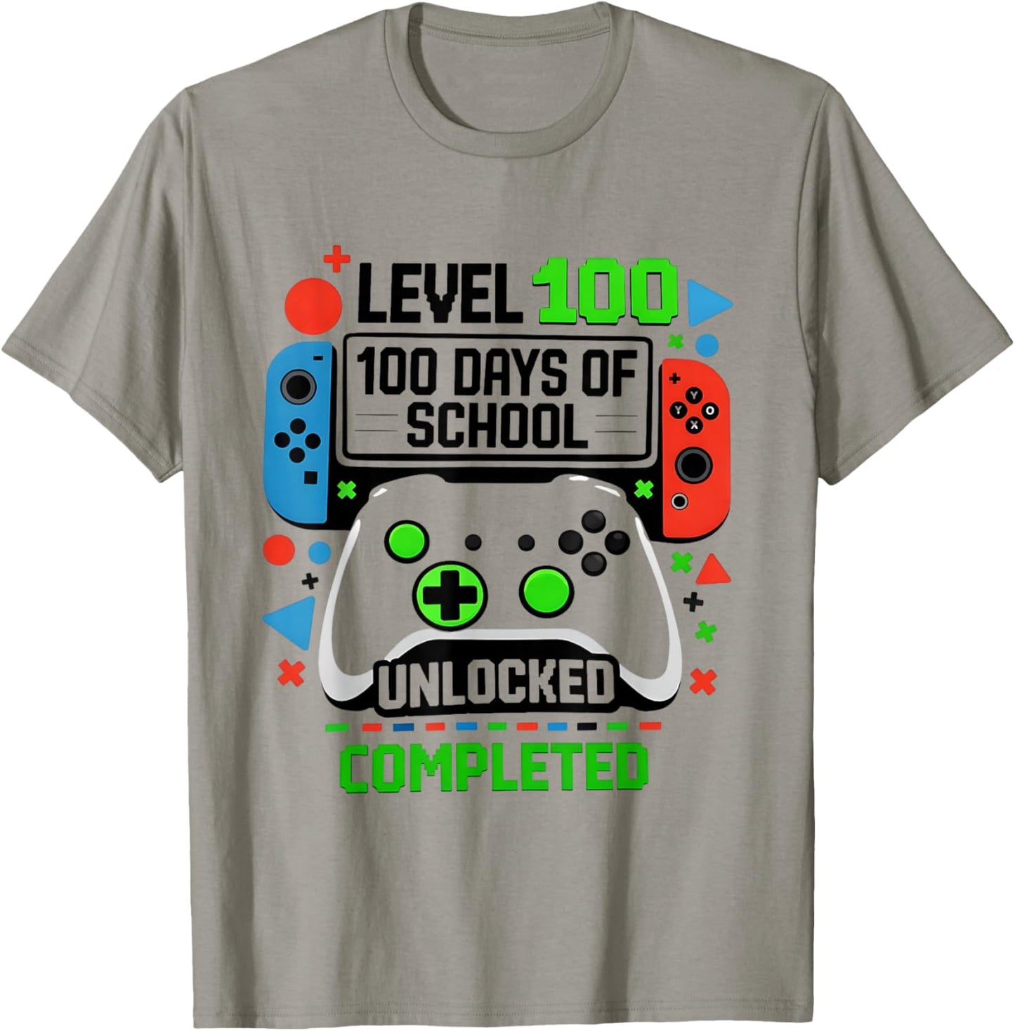 Level 100 Days of School Unlocked Gamer Video Games Fun T-Shirt - T-Shirt | Sand