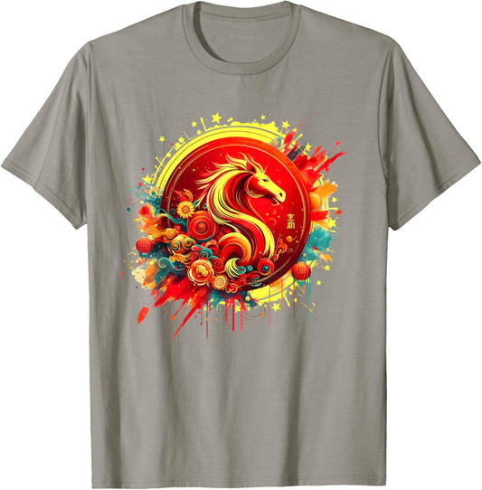 Chinese New Year 2026 Horse Happy Chinese New Year 2026 T-Shirt - T-Shirt | Sand