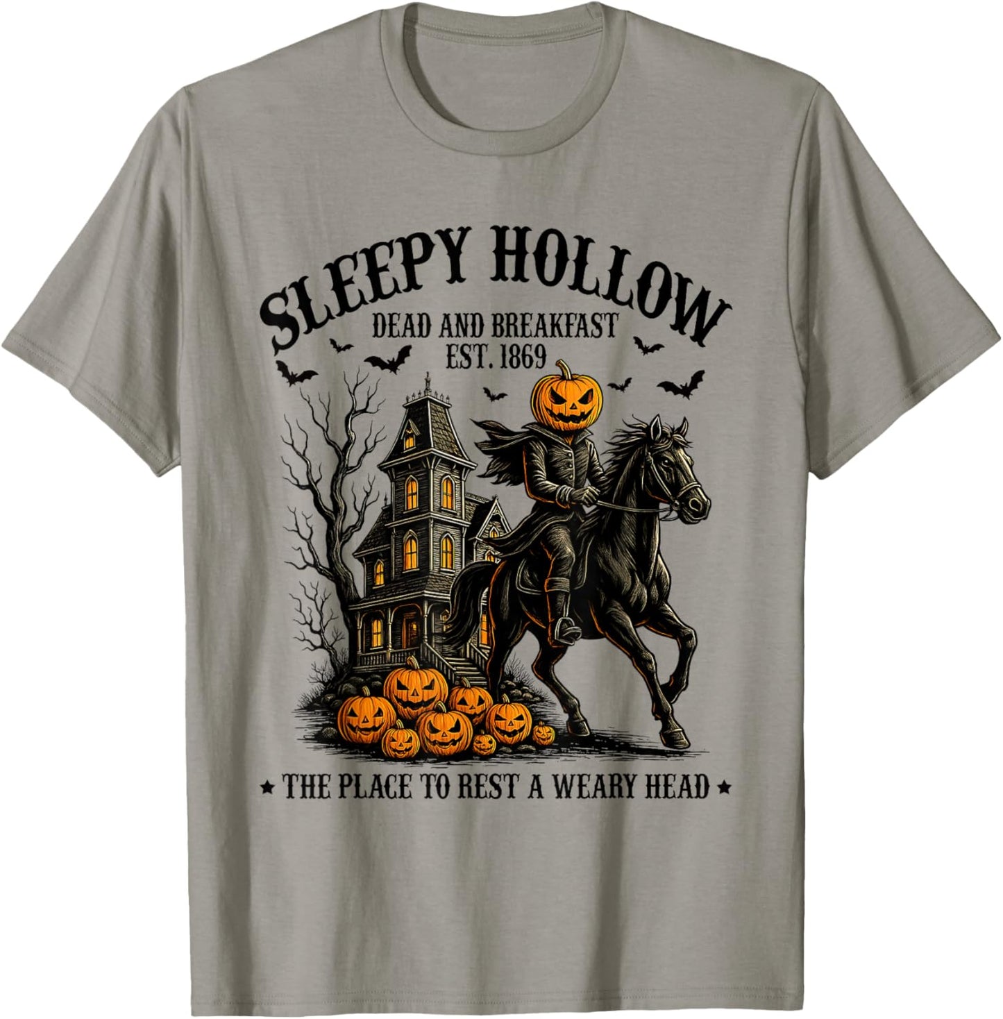Sleepy Hollow Dead and Breakfast Est 1869 Headless Horseman T-Shirt - T-Shirt | Sand