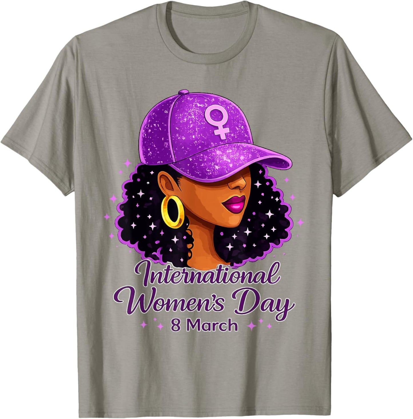 International Women's Day 2026 8 March Black Women T-Shirt - T-Shirt | Sand