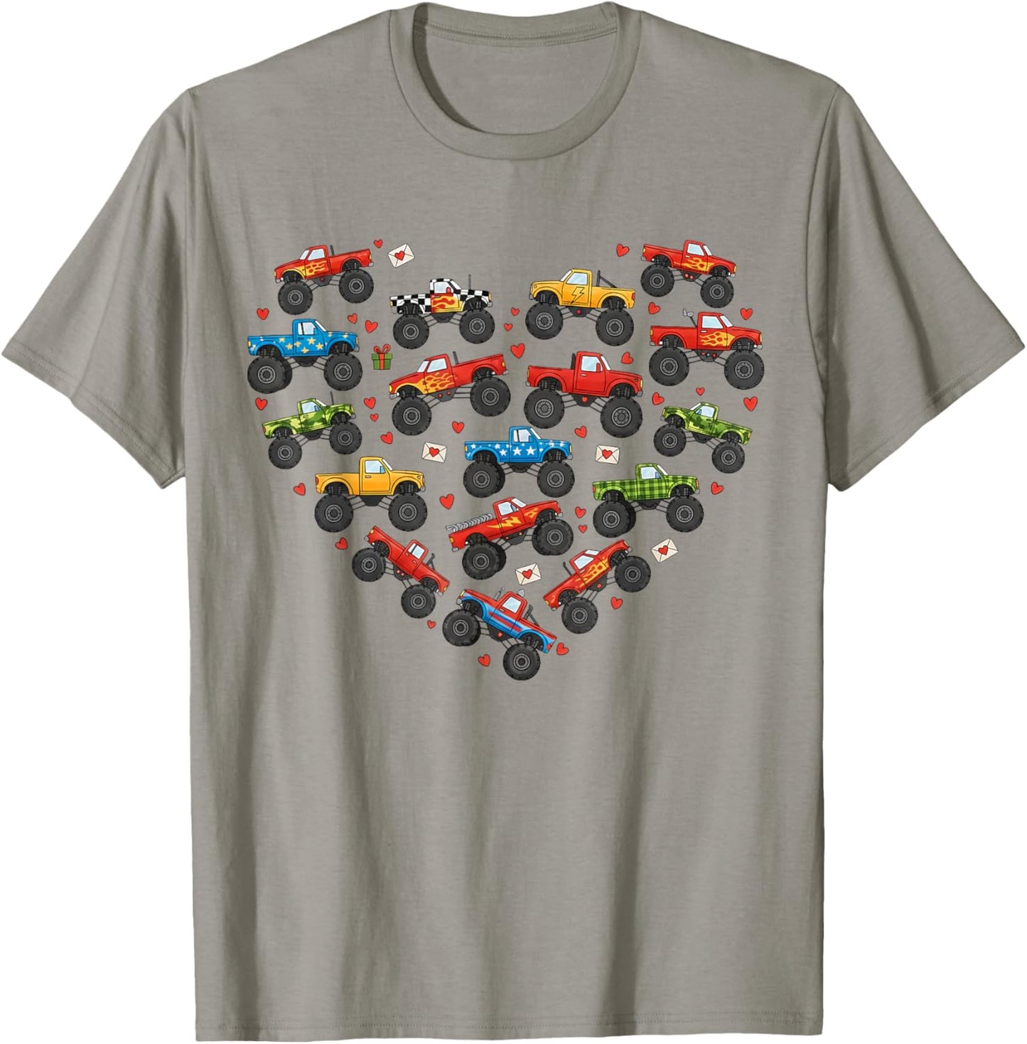 Trucks Heart Valentine Truck Boy Valentines Day T-Shirt - T-Shirt | Sand