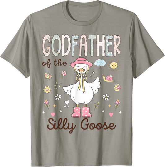 Godfather of The Silly Goose First Birthday Girl Family T-Shirt - T-Shirt | Sand