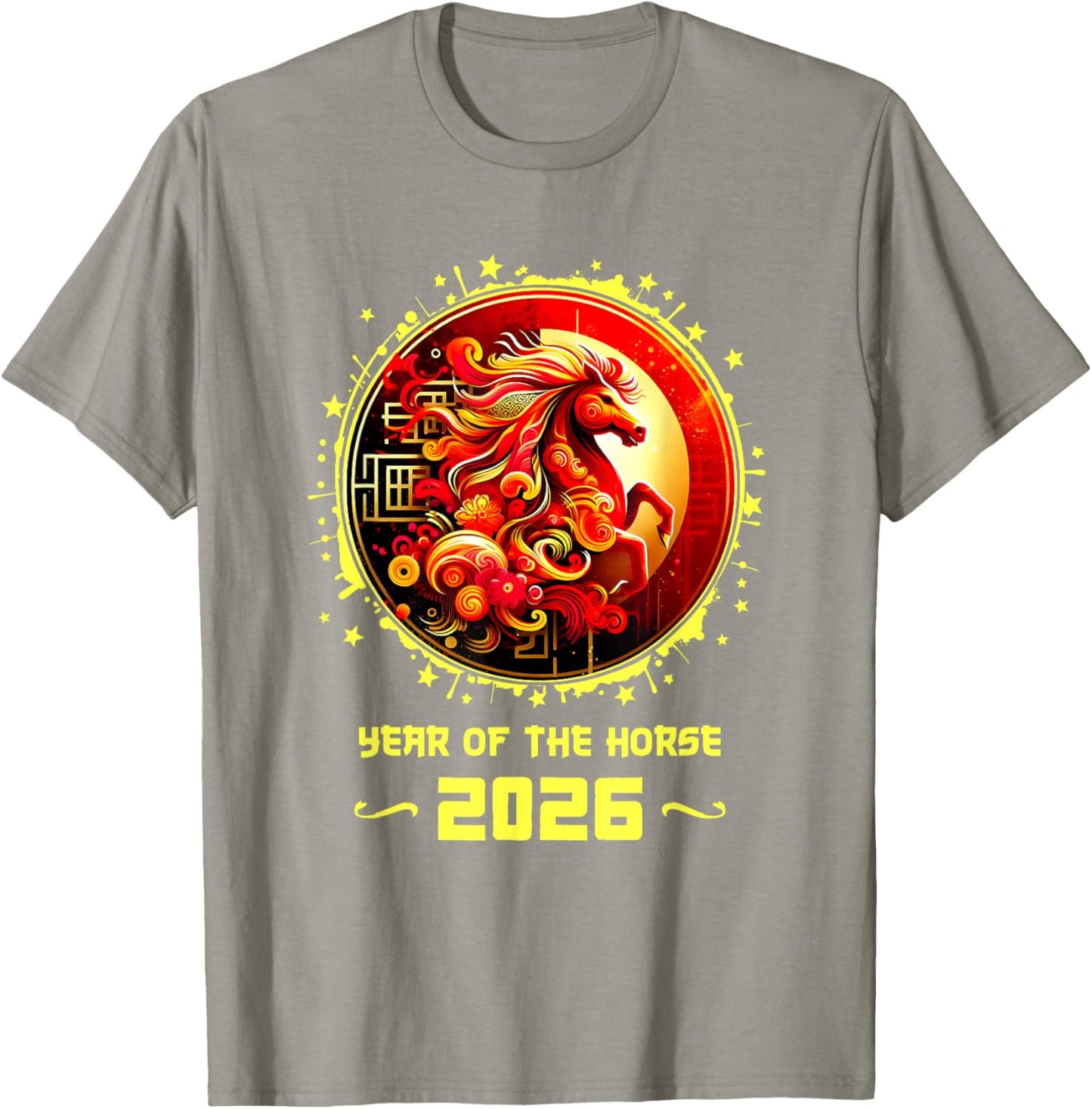 Year of Horse 2026 Chinese Zodiac Lunar New Year T-Shirt - T-Shirt | Sand