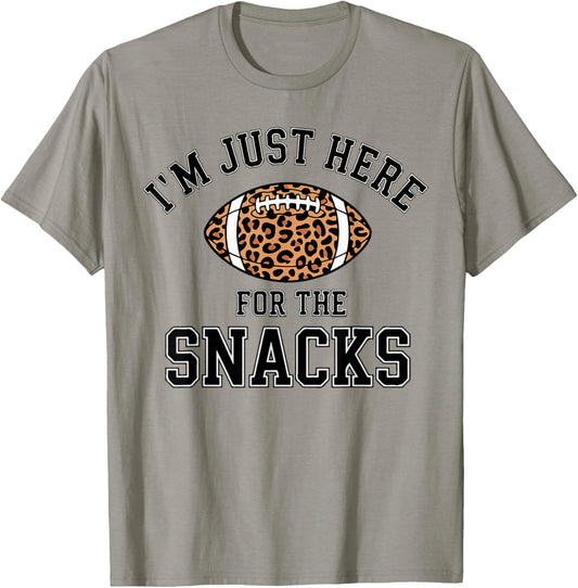Women Im Just Here for The Snacks Football Leopard Print Mom T-Shirt - T-Shirt | Sand