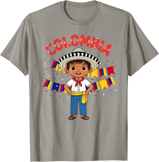 Colombia Colombian Boy Traditional Outfit Wear Flag Heritage T-Shirt - T-Shirt | Sand