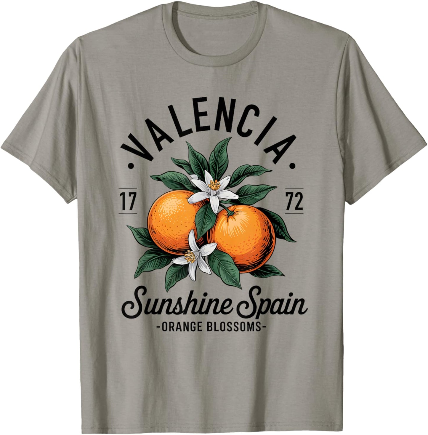 Valencia Spain Orange Blossom Vintage Design T-Shirt - T-Shirt | Sand