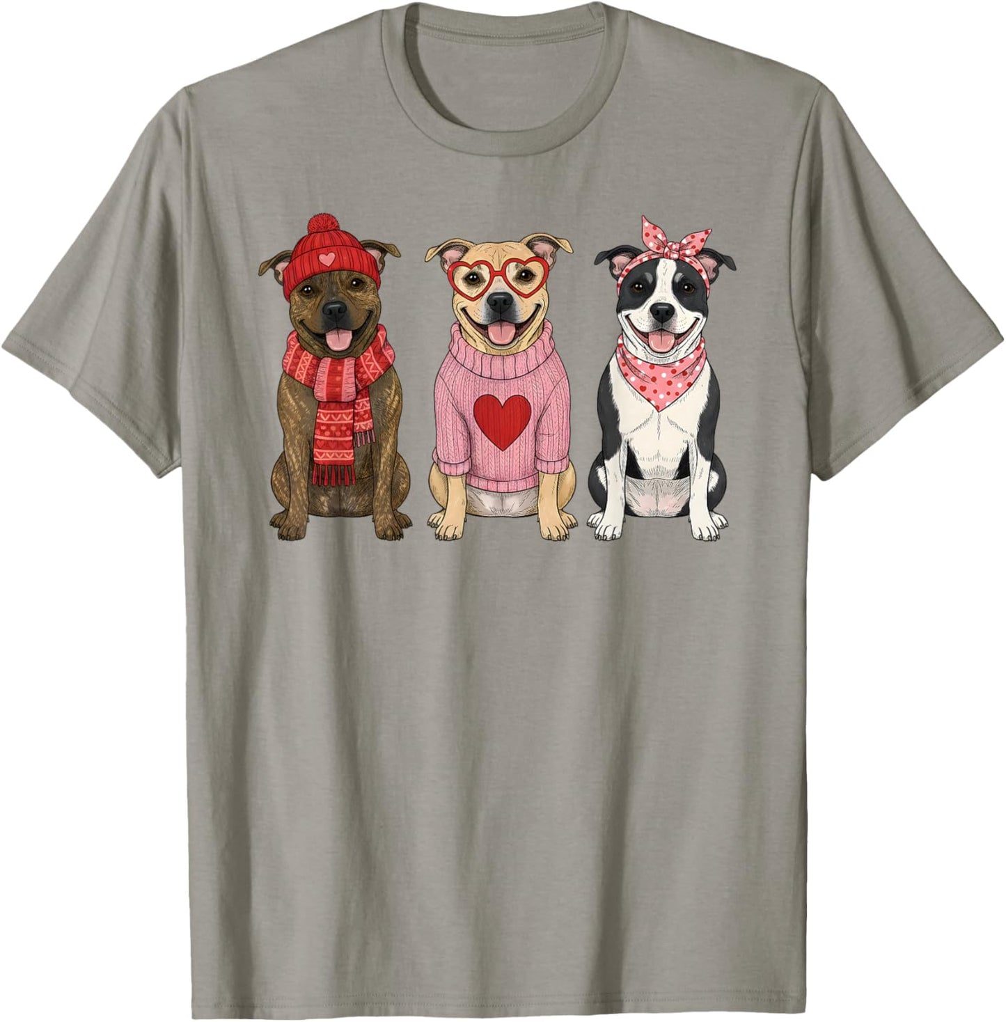 Cute Staffordshire Bull Terrier Valentine Dog T-Shirt - T-Shirt | Sand