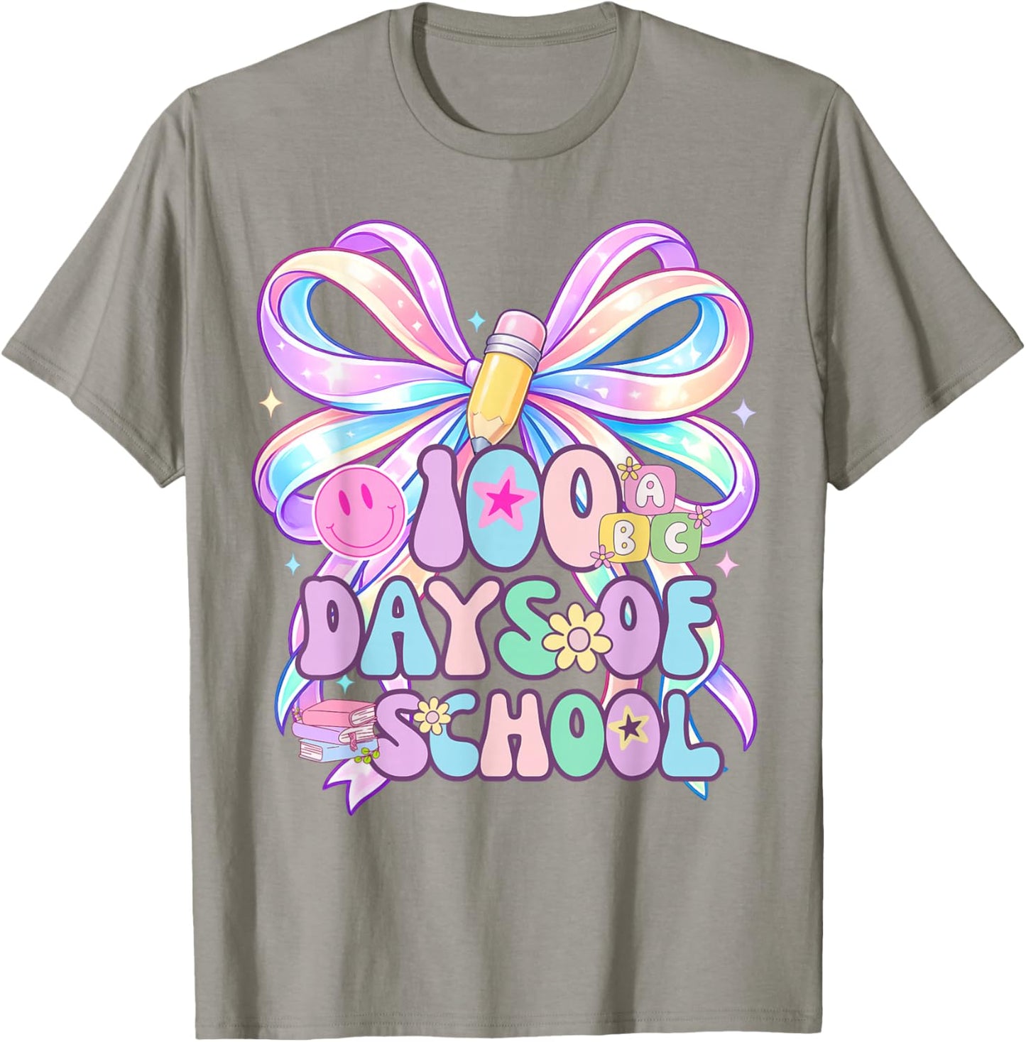 100 Days of School Coquette Bow 100th Day for Girls Teachers T-Shirt - T-Shirt | Sand