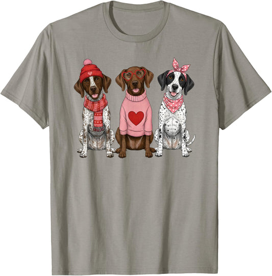 Cute German Shorthaired Pointer Valentine GSP Dog T-Shirt - T-Shirt | Sand