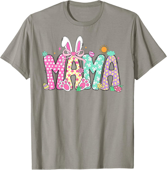 Mama Cute Bunny Rabbit Lovers Eggs Happy Easter Retro Trendy T-Shirt - T-Shirt | Sand